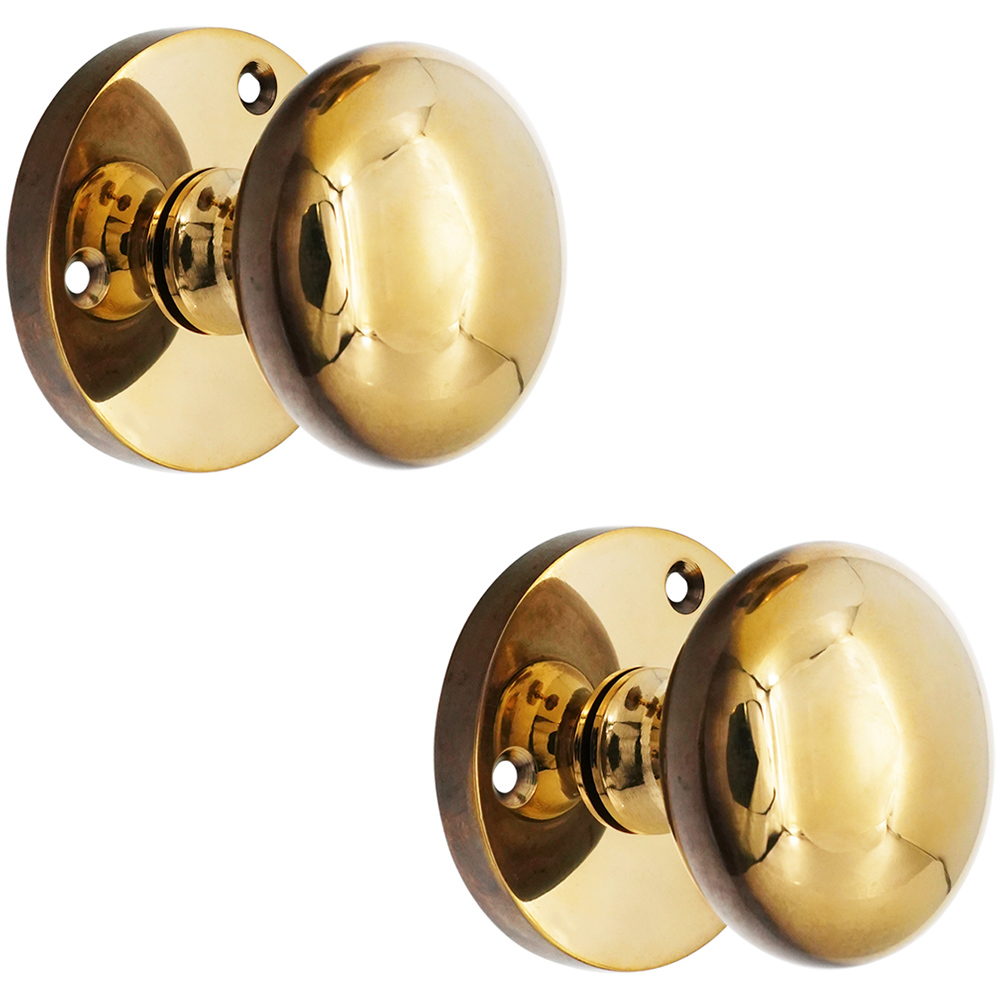 Spira Brass Aged Brass Victorian Mortice Door Knob 2 Pack Image 1