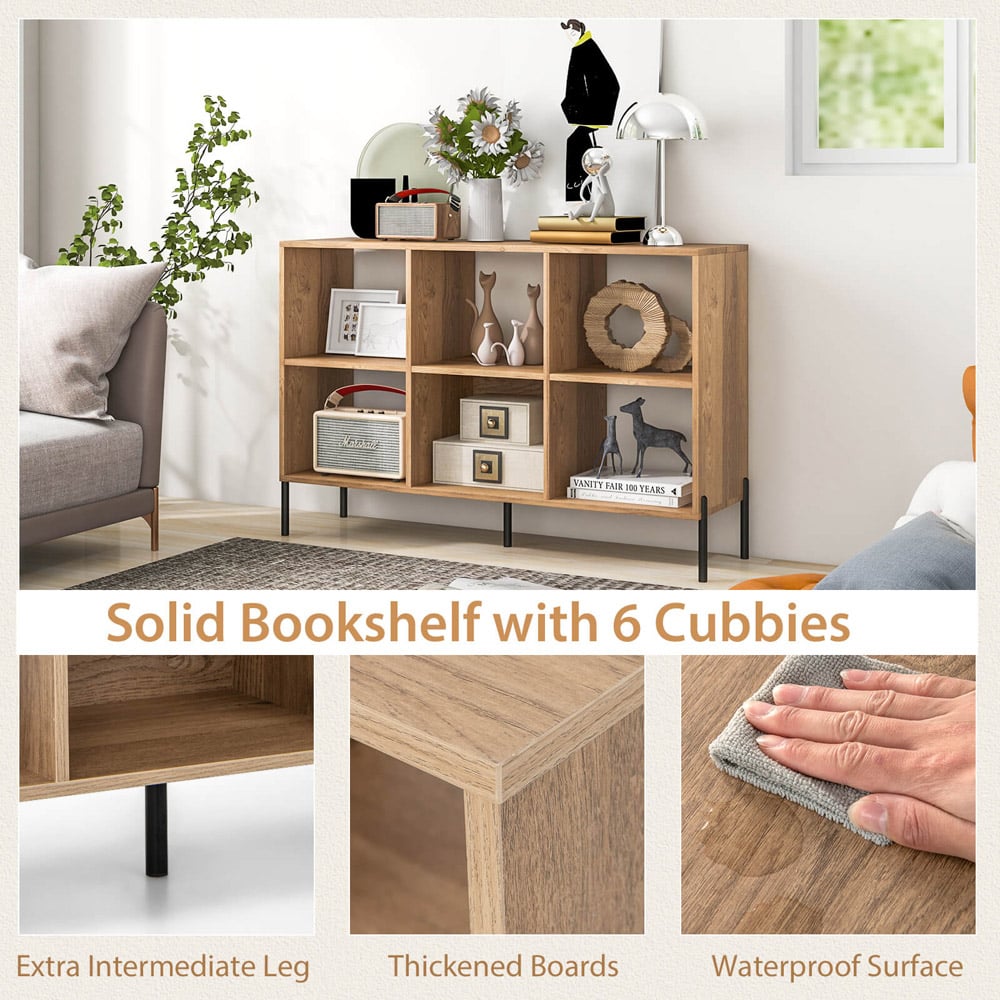 Costway 6 Cube Natural Wooden Bookshelf Image 8