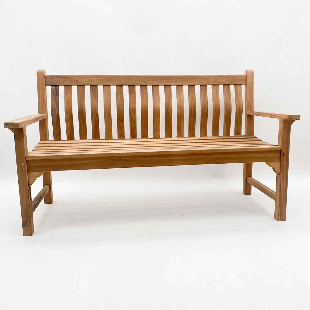 Acacia Home KD Wave 3 Seater Natural Wood Garden Bench Image 2