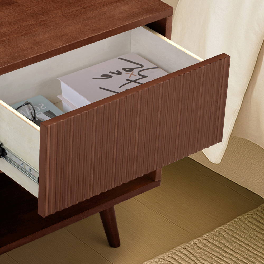 Teamson Home Tremolo Single Drawer Single Shelf Walnut Nightstand Image 7