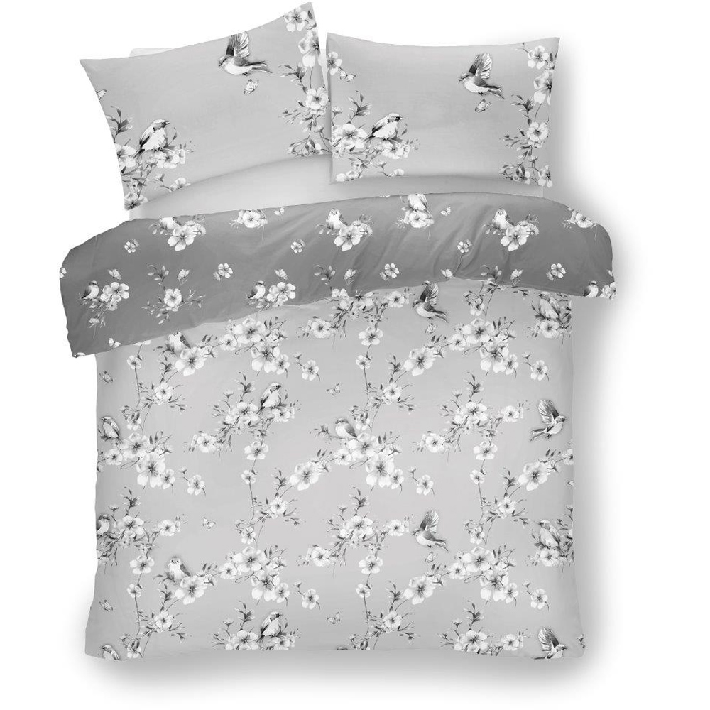 Smart Living Double Bird Blossom Grey Duvet Cover Set Image 3