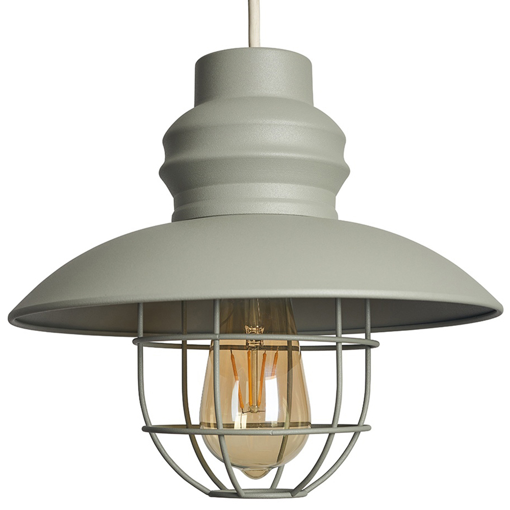 ValueLights Penglai Concrete Grey Fishermans Ceiling Pendant Lamp Shade Image 1