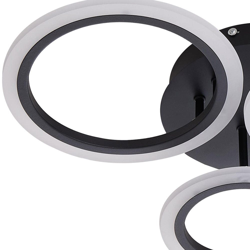 Living and Home Black and White 4 Ring LED Ceiling Light with Remote Image 5