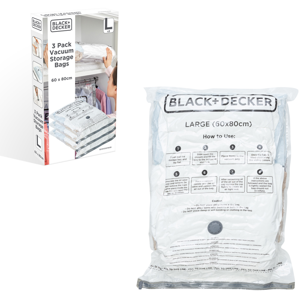 Black + Decker Large Vacuum Storage Bag 3 Pack Image 2