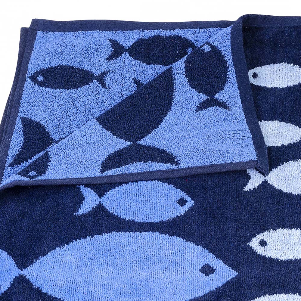 Eco Tex Recycled Cotton Blue Fish Beach Towel Image 2