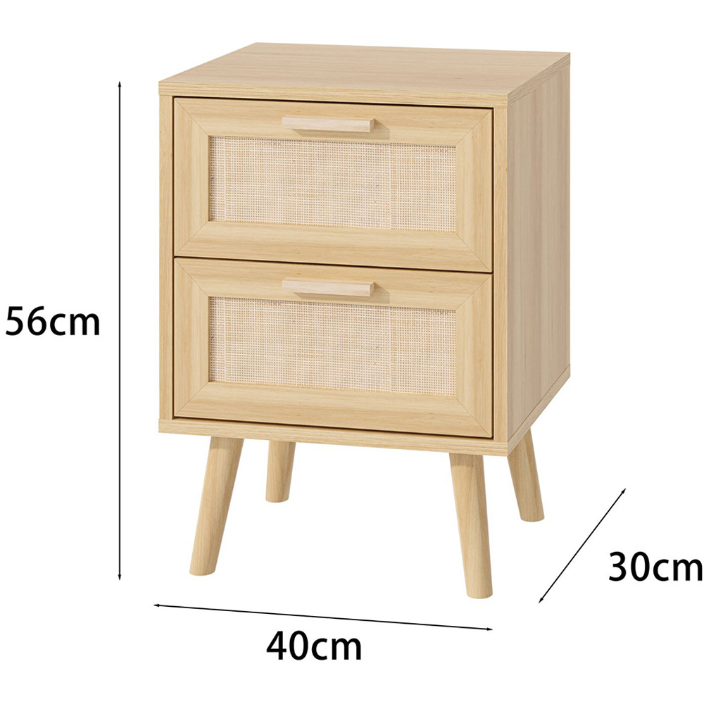 Home Source Astbury 2 Drawer Rattan Wooden Bedside Table Image 9