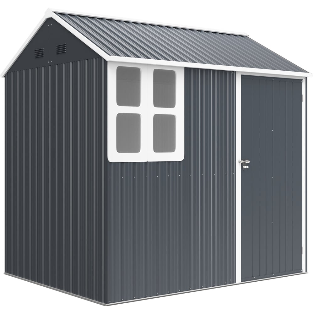 Outsunny 7 x 6ft Dark Grey Single Door Metal Outdoor Storage Shed Image 1