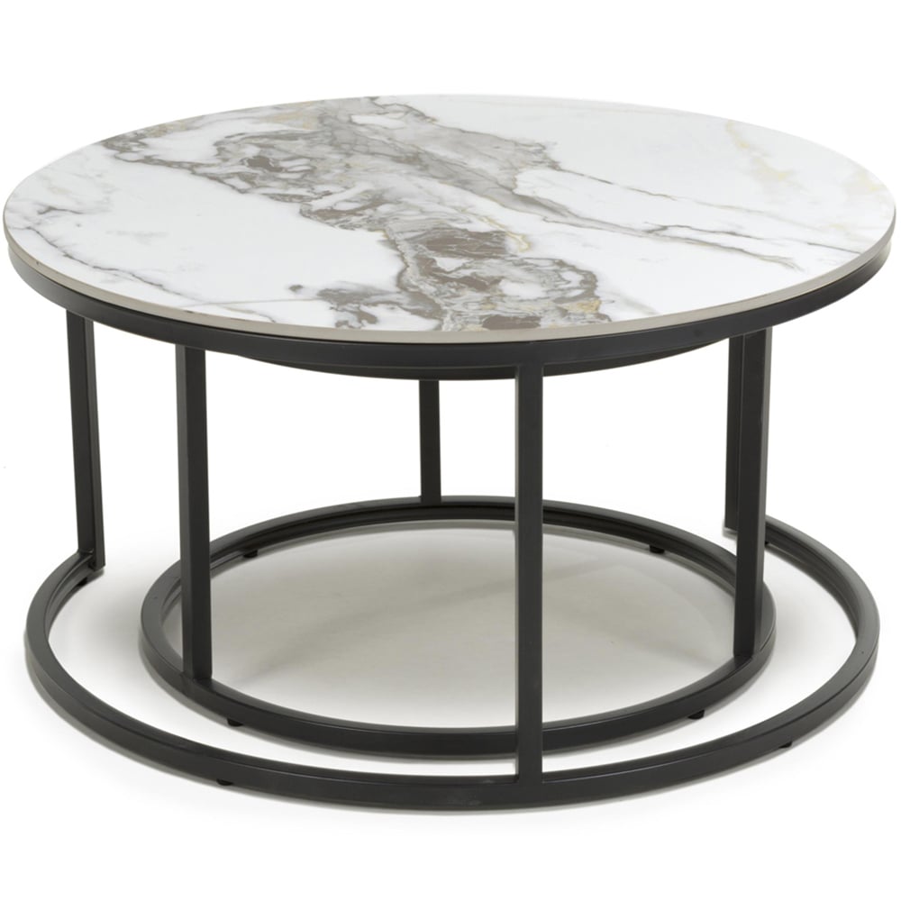 Delta Reflective White Round Nest of Tables Set of 2 Image 4