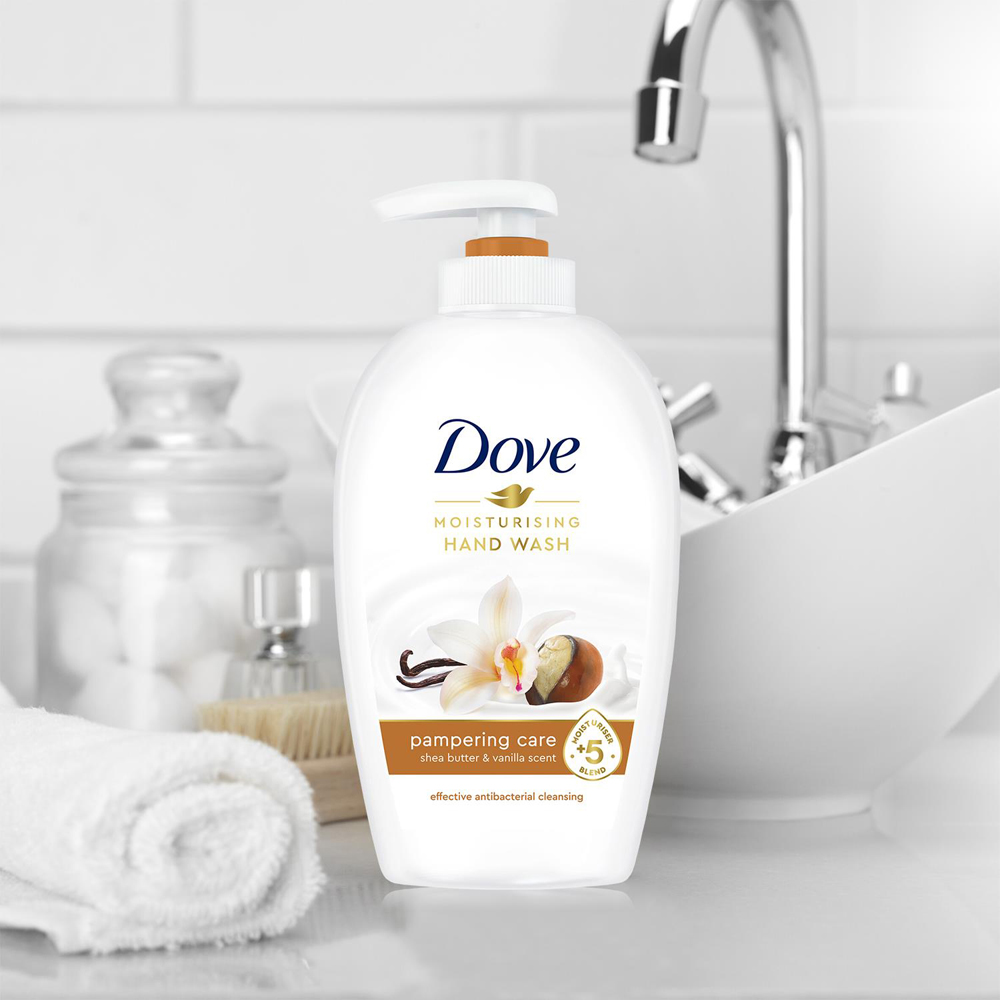 Dove Moisturising Pampering Care Shea Butter and Vanilla Hand Wash 250ml 12 Pack Image 5