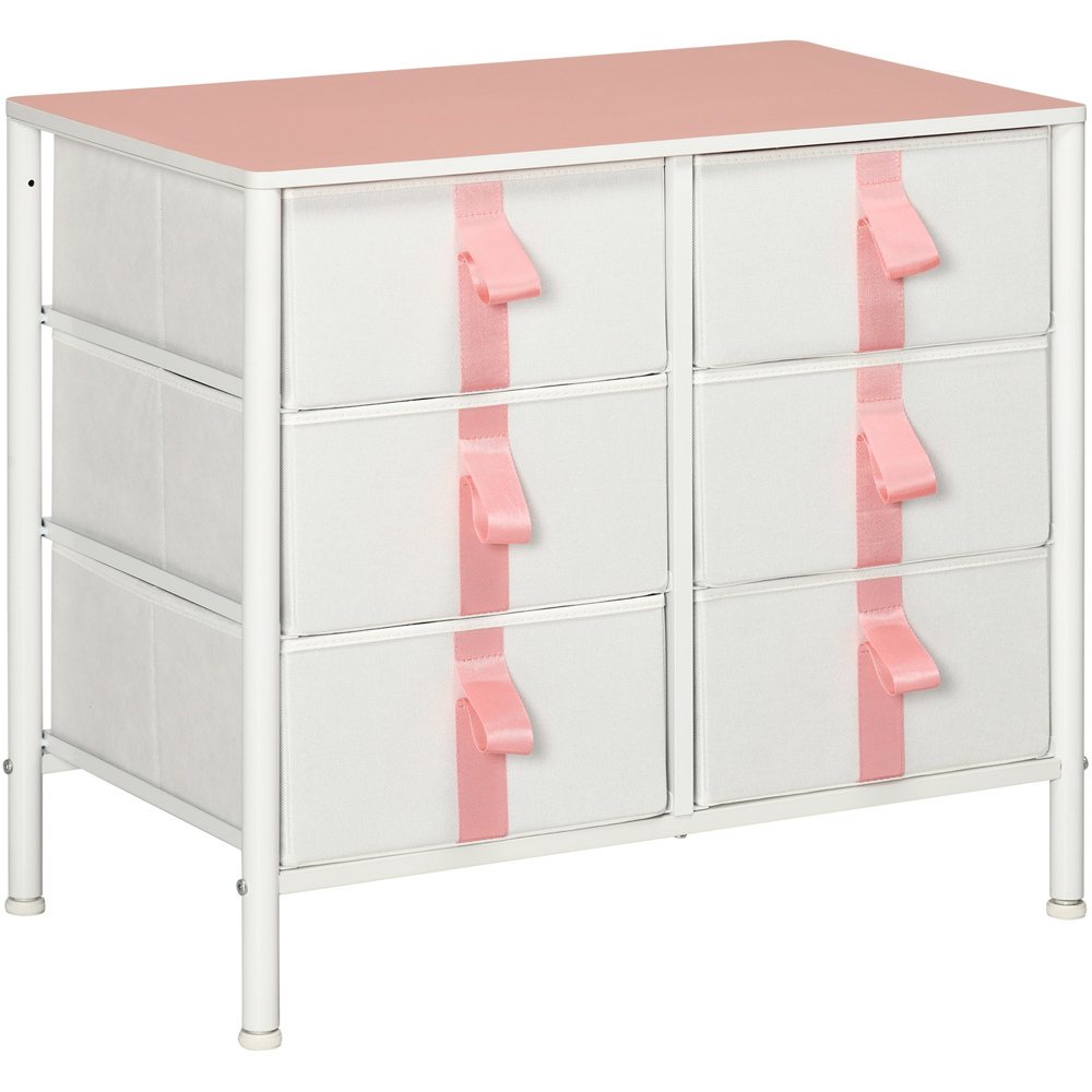 Portland 6 Drawer Pink Chest of Drawer Image 2