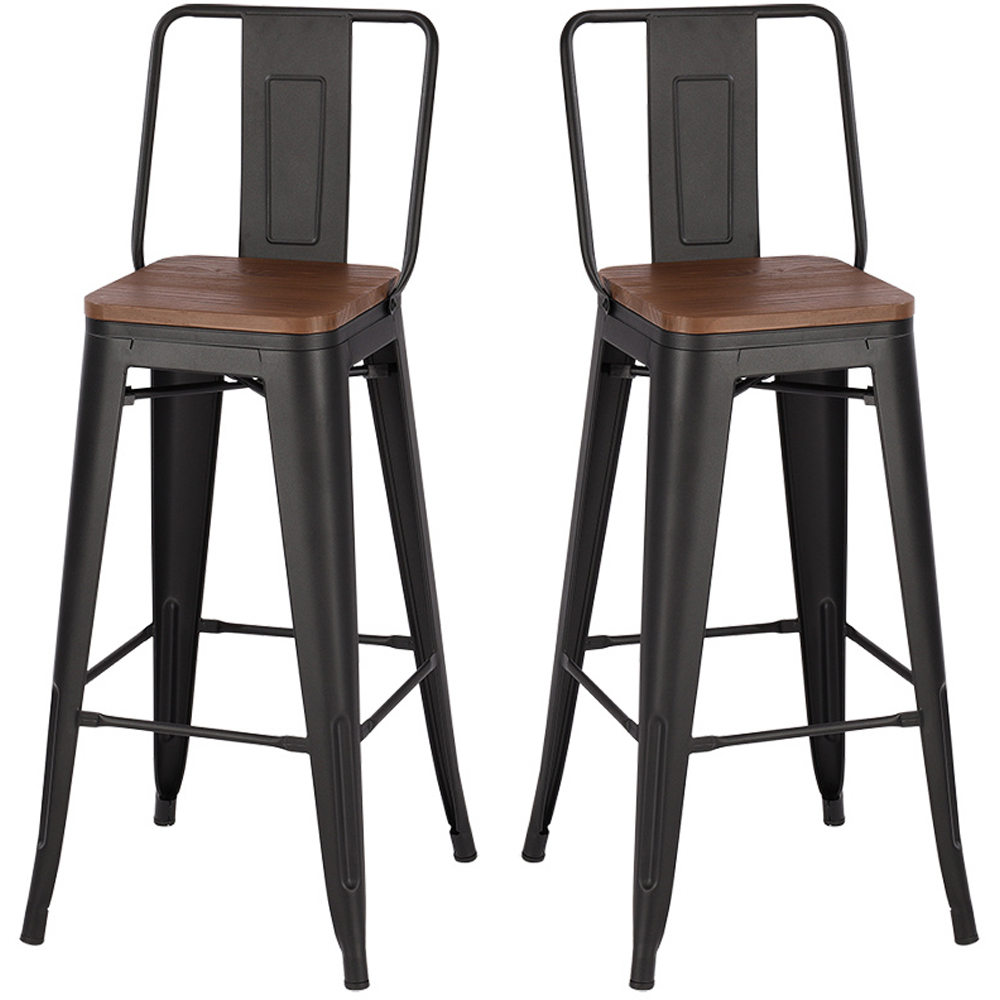 Living and Home Set of 2 Metal High Bar Stool Image 2