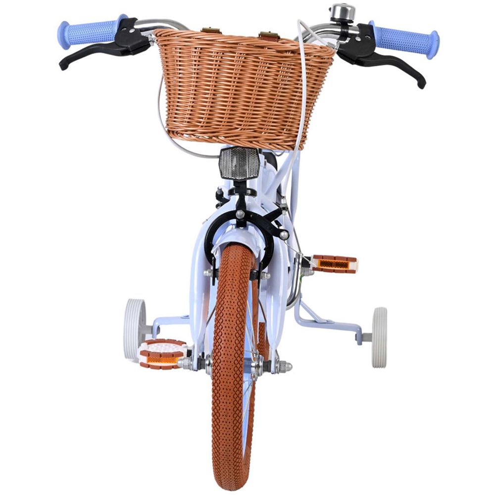 Volare Ashley Kids 14 inch Blue Pastel Bike with Stabilisers Rack and Basket Image 3