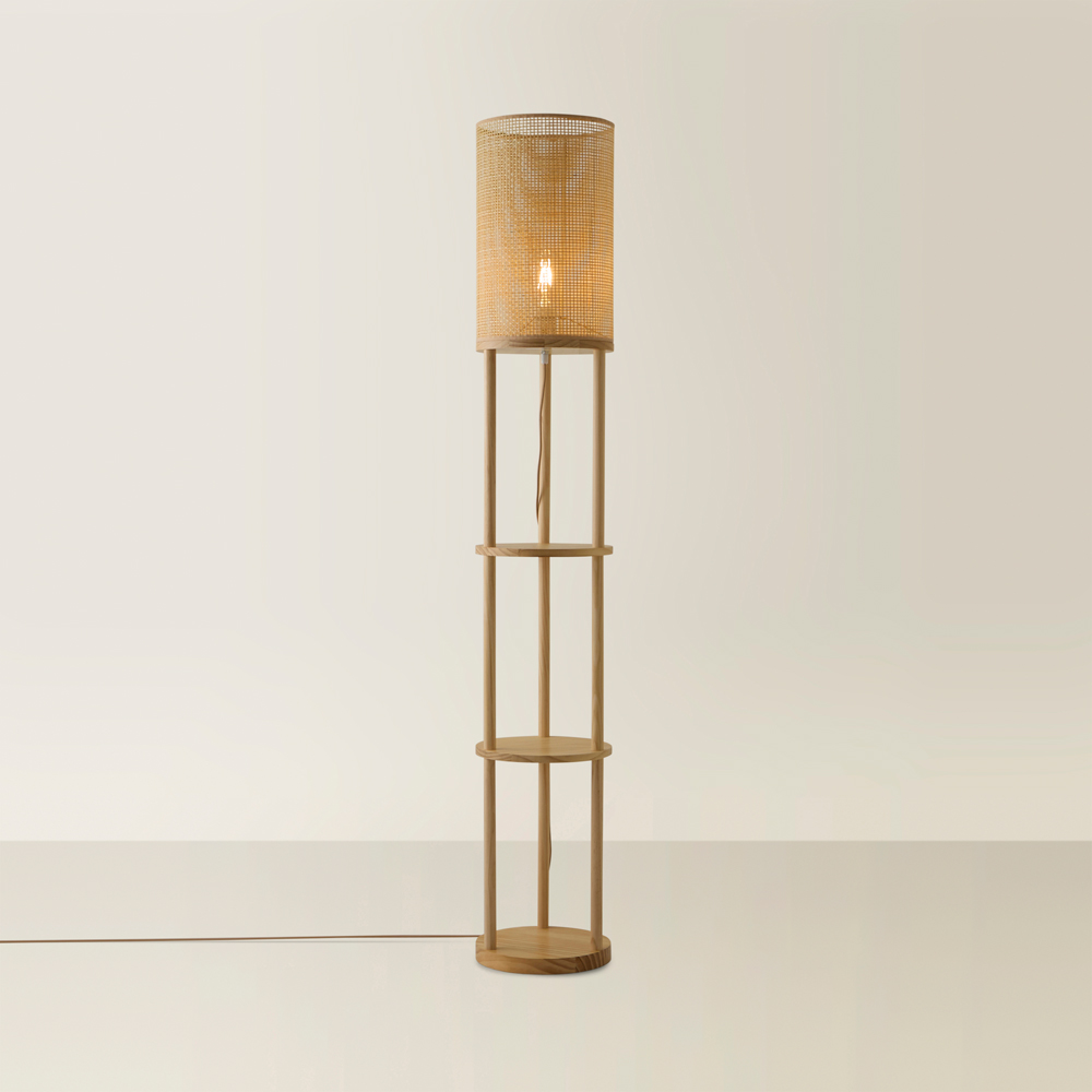 ValueLights Elsa Natural Wood 3 Tier Floor Lamp Image 5