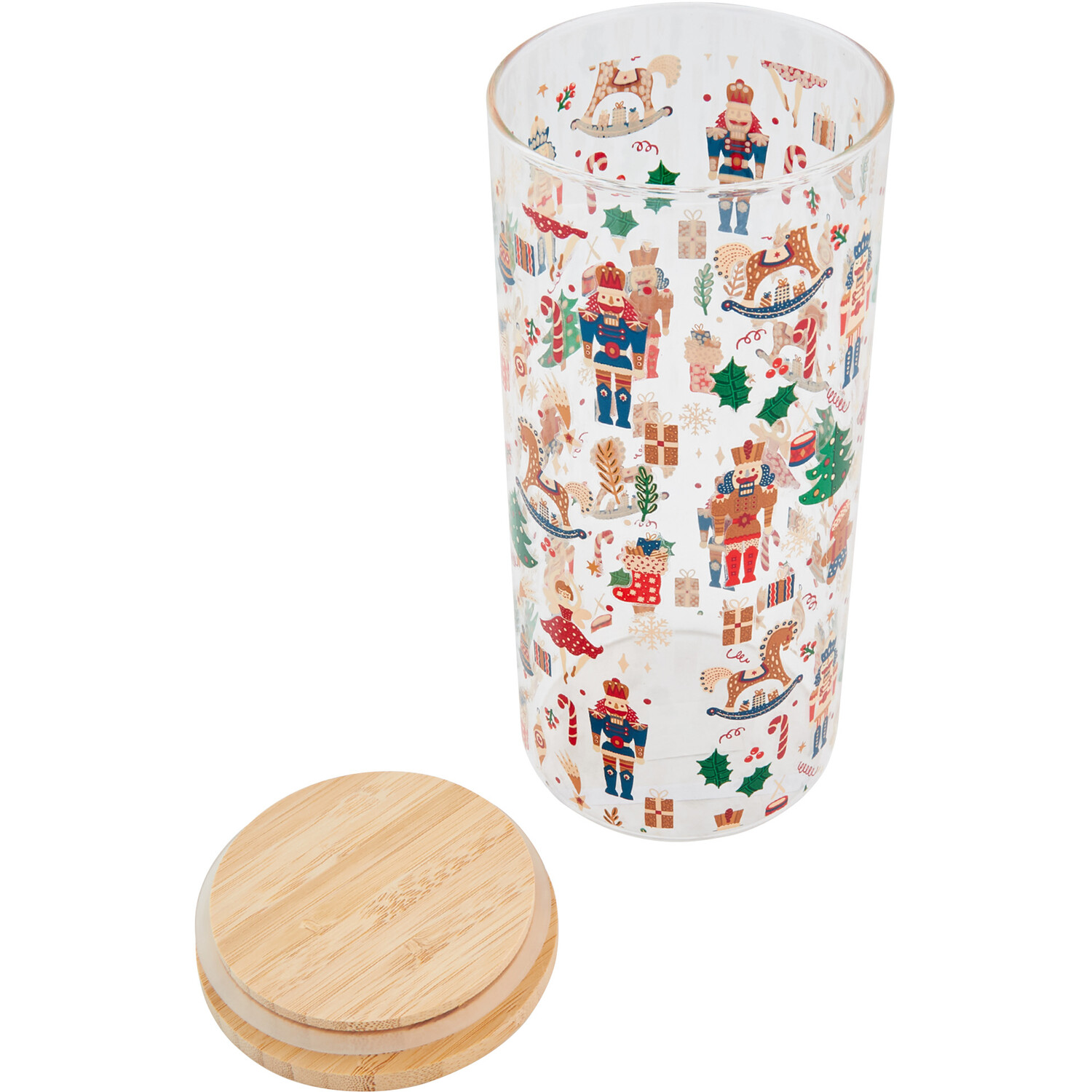 Xmas Print Storage Jar with Bamboo Lid 1L Image 2