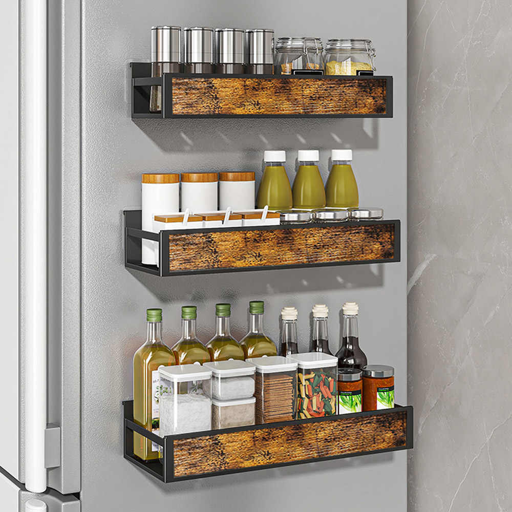 Living and Home Lifeideas 3 Piece Industrial Wall Mount Spice Rack Organizer Image 2