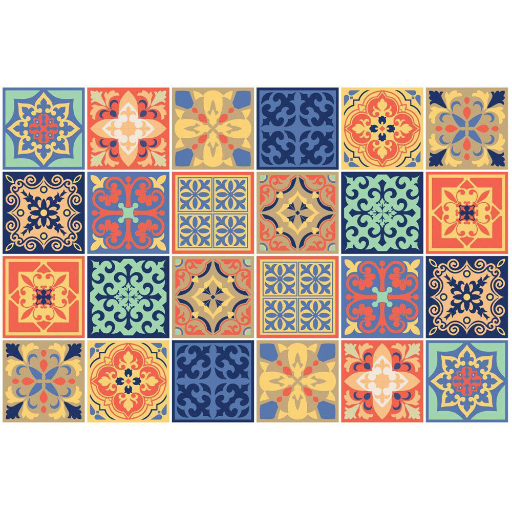 Walplus Mara Colourful Mix Mediterranean Tile Sticker 24 Pack Image 2