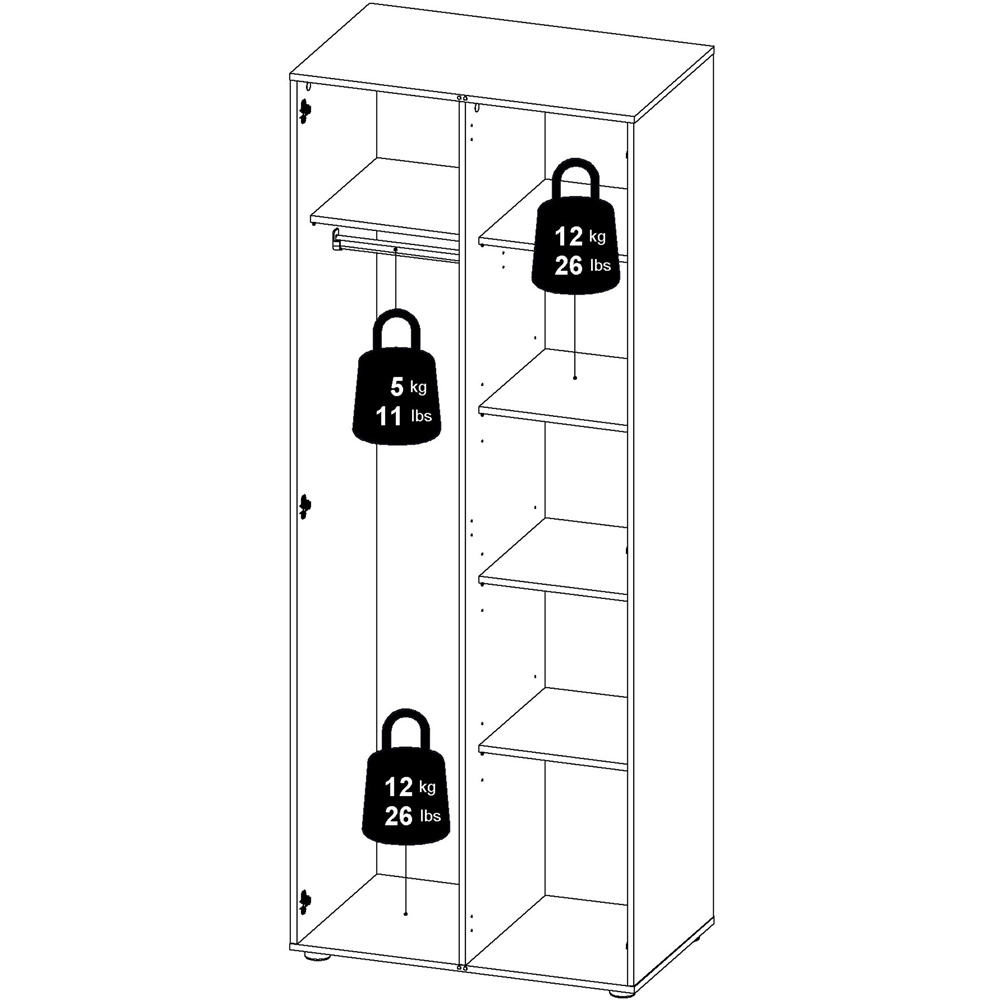 Florence 2 Door Oak and White High Gloss Wardrobe Image 7