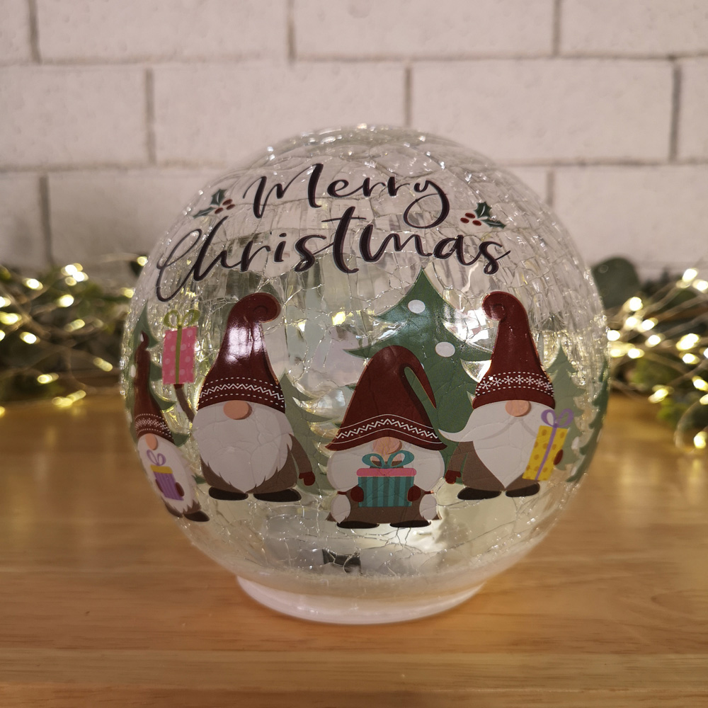 Samuel Alexander Gonk Crackle Effect Glass Ball LED Christmas Decoration Image 6