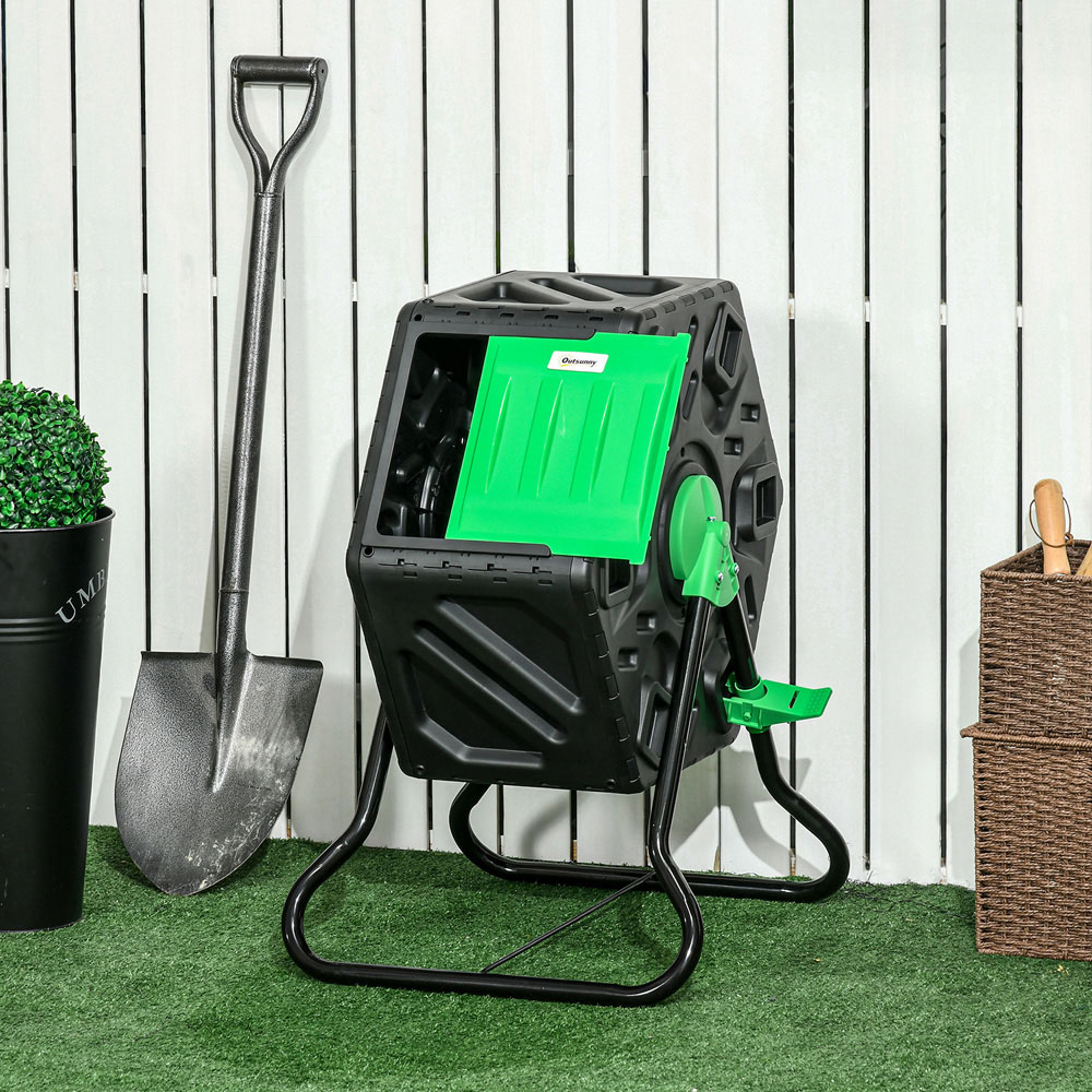 Outsunny 65L Black Steel Garden Compost Bin Image 2