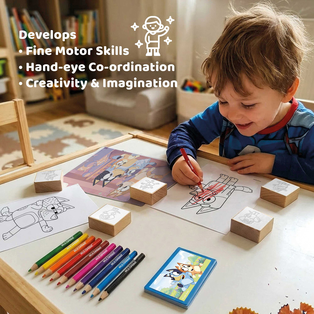 Multiprint Bluey Kids Travel Colouring and Stamp Set Image 6
