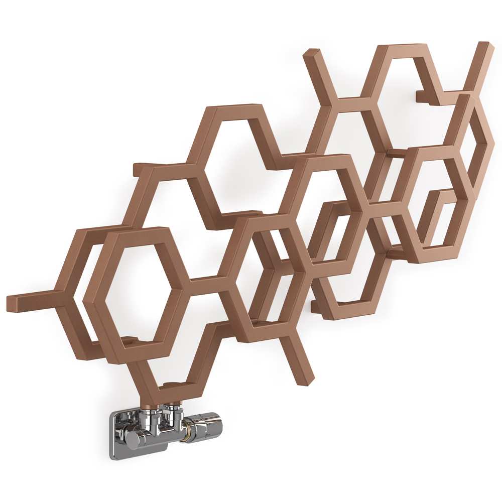 Terma Hex 1081 BTU Bright Copper Radiator 502 x 1126mm Image 3