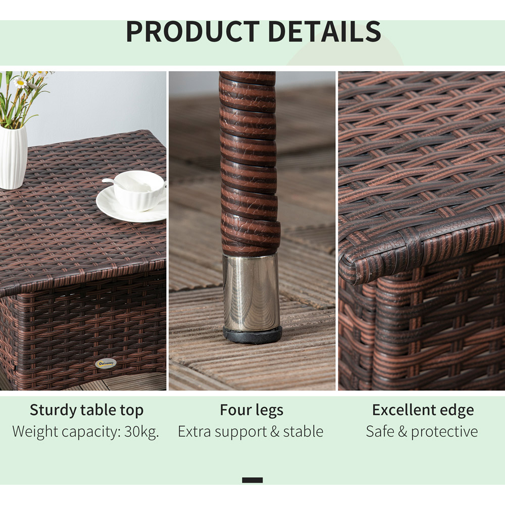 Outsunny Mixed Brown Rattan Side Table Image 6
