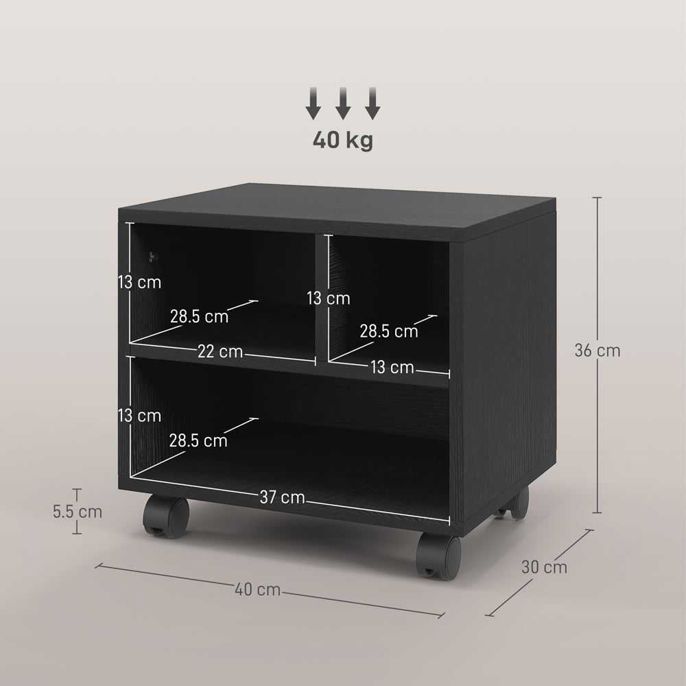 HOMCOM 3 Shelf Black Printer Stand Image 9