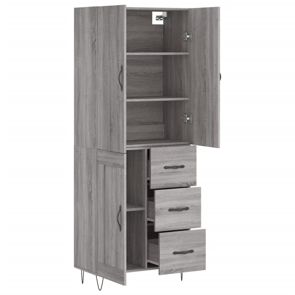 vidaXL 3 Door 3 Drawer Grey Sonoma Highboard Image 4