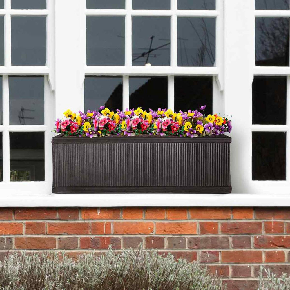 wilko Window Flower Box Faux Lead Dark Grey Outdoor Planter 23cm Image 6
