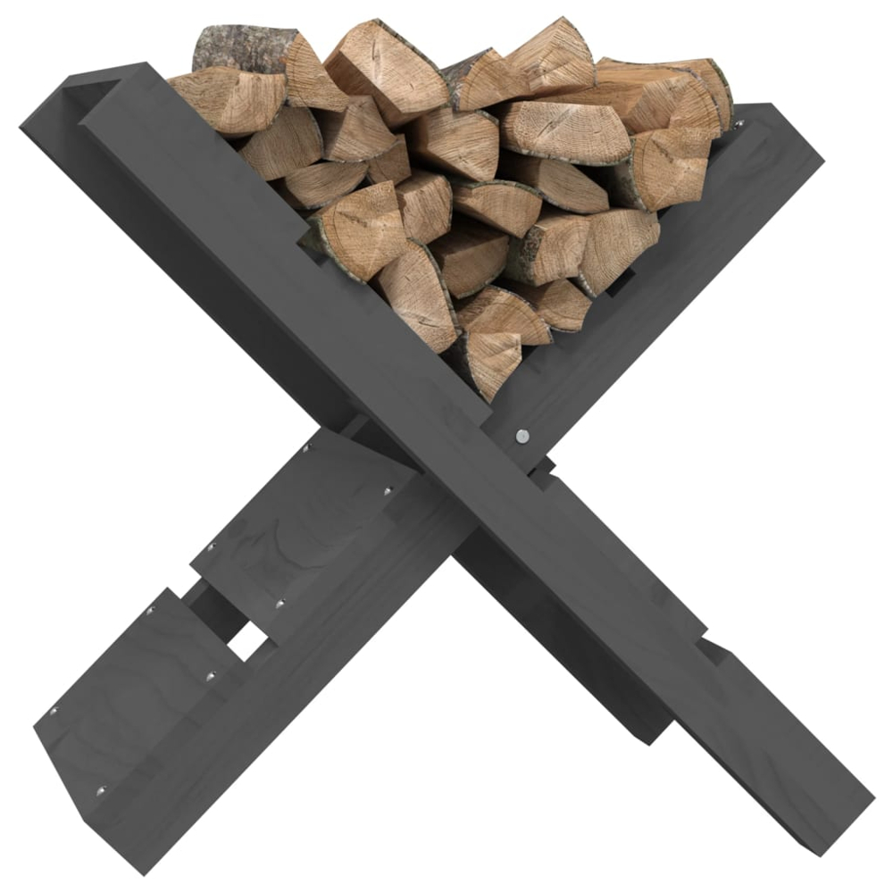vidaXL Grey Pine Wood Firewood Log Holder 48 x 47 x 39.5cm Image 3