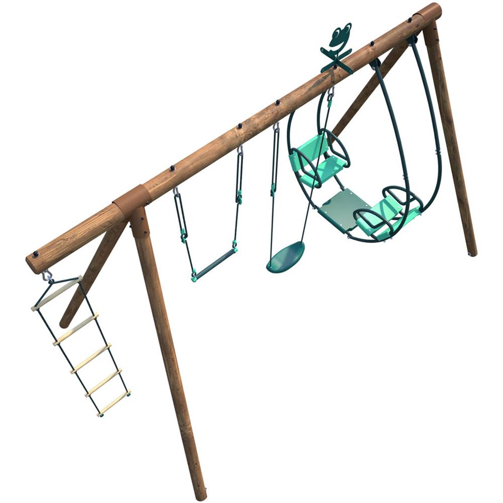 Soulet Juliet Wooden Triple Swing Set with Rope Ladder Image 4