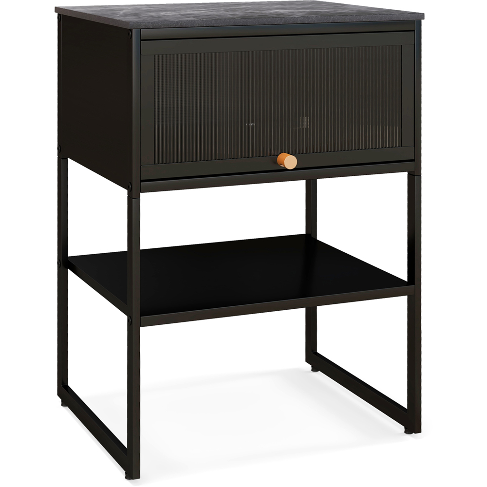 Costway Single Flip Up Door Single Shelf Black Side Table Image 2