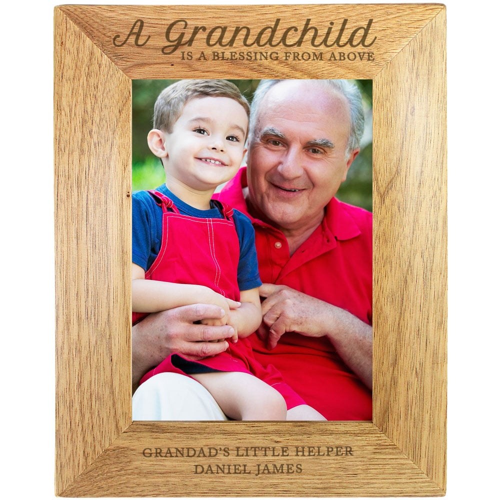 Personalised Memento A Grandchild Is A Blessing Oak Finish Photo Frame 5 x 7inch Image 1