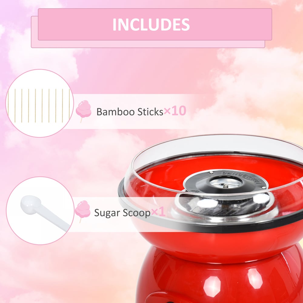 HOMCOM 800-060RD 450W Red Non-Stick Electric Candyfloss Machine Kit Image 6