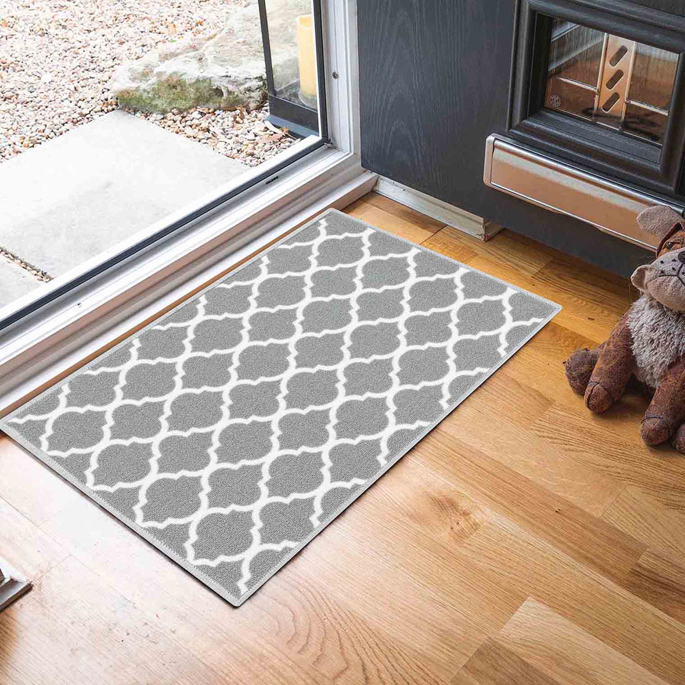 Desire Rugs Havana Grey Trellis Anti Slip Door Mat 80 x 50cm Image 2