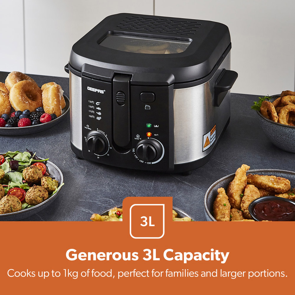 Geepas GDF36014 Stainless Steel 3L Deep Fat Fryer 2180W Image 3