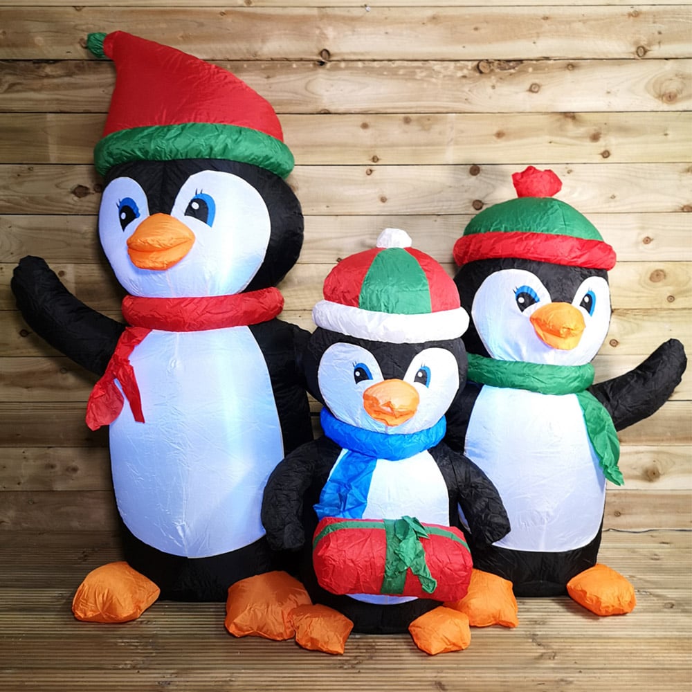 Samuel Alexander Penguin Family Lit Inflatable Christmas Decoration 5ft Image 1