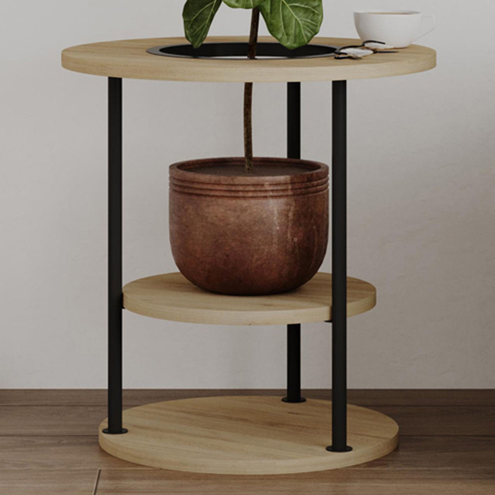 Decortie Grova 3-Tier Sapphire Oak Side Table Image 1