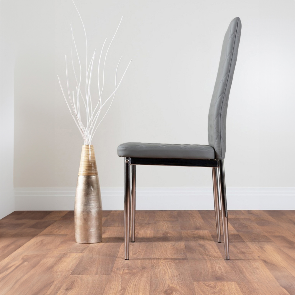 Furniturebox Arona Valera Marble Effect 6 Seater Round Dining Set White Chrome and Grey Image 4