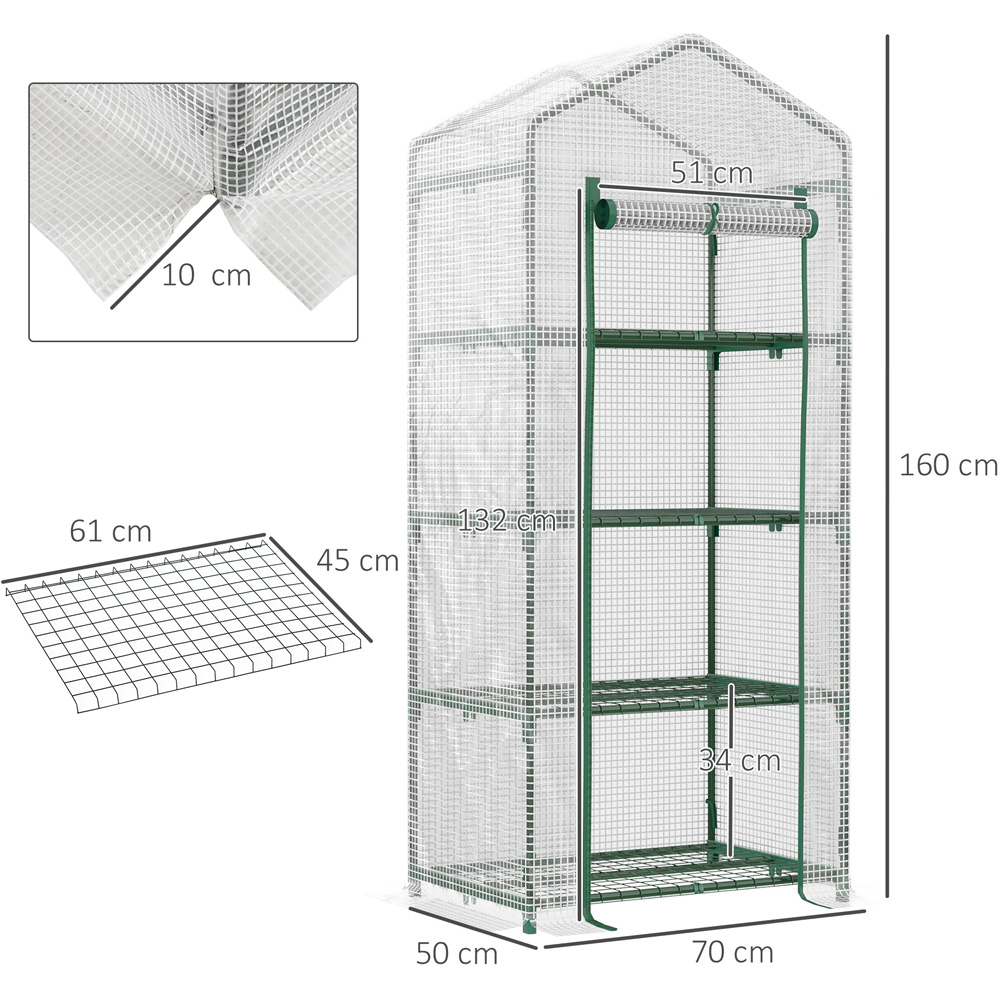 Outsunny White 2.3 x 1.6ft 4-Tier Mini Greenhouse Image 8