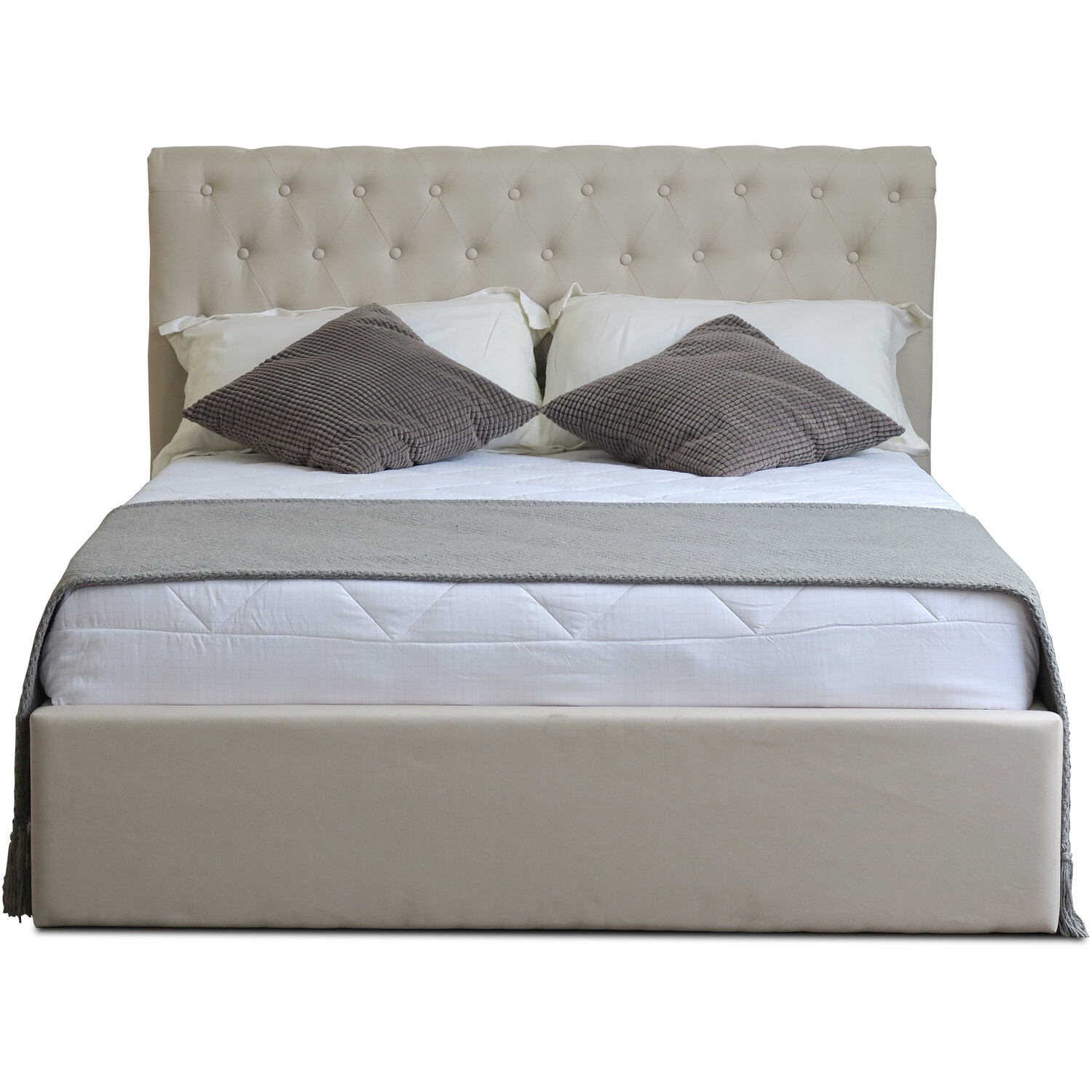 Harper Double Cream Fabric Ottoman Bed Image 4