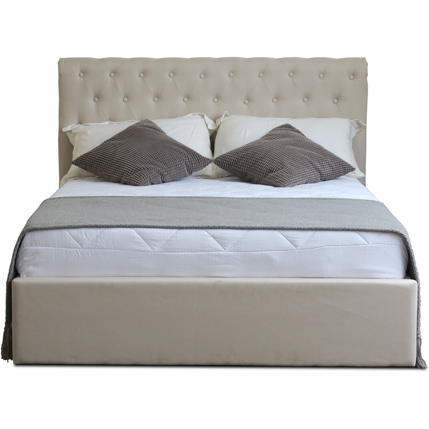 Harper King Size Cream Fabric Ottoman Bed Image 5