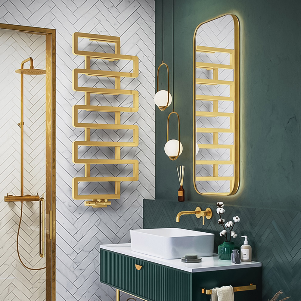 Terma Bookie 2110 BTU Brass Electric Heated Towel Rail 1155 x 500mm Image 9
