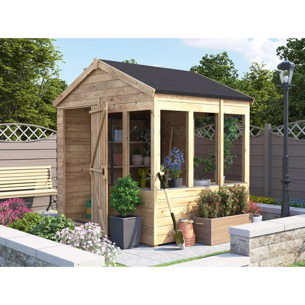 Dunster House Overlord 8 x 6ft Modular Brown Superfelt Apex Potting Shed Image 2