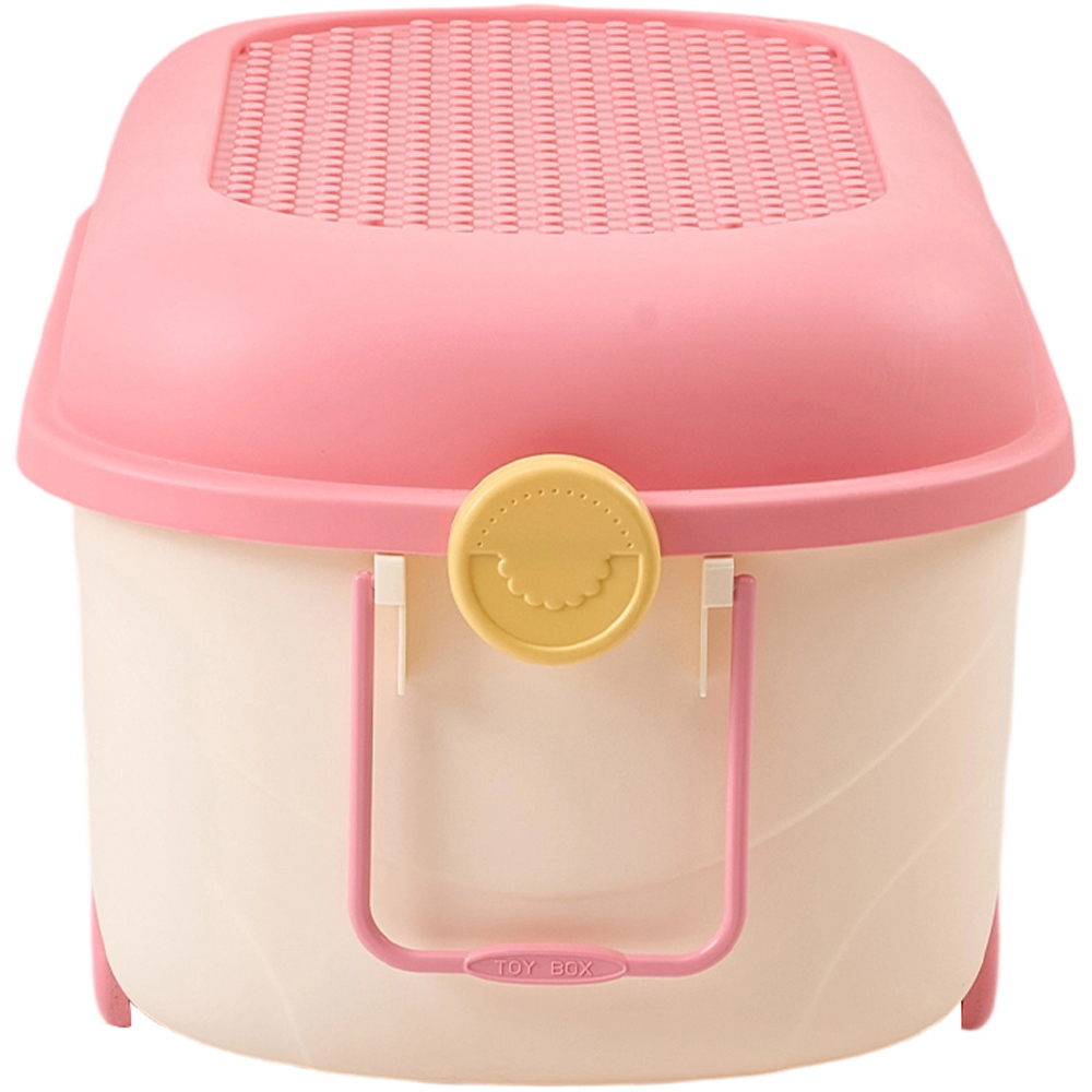 H&O Direct Pink Plastic Toy Storage Box with Lid and Wheels Image 3