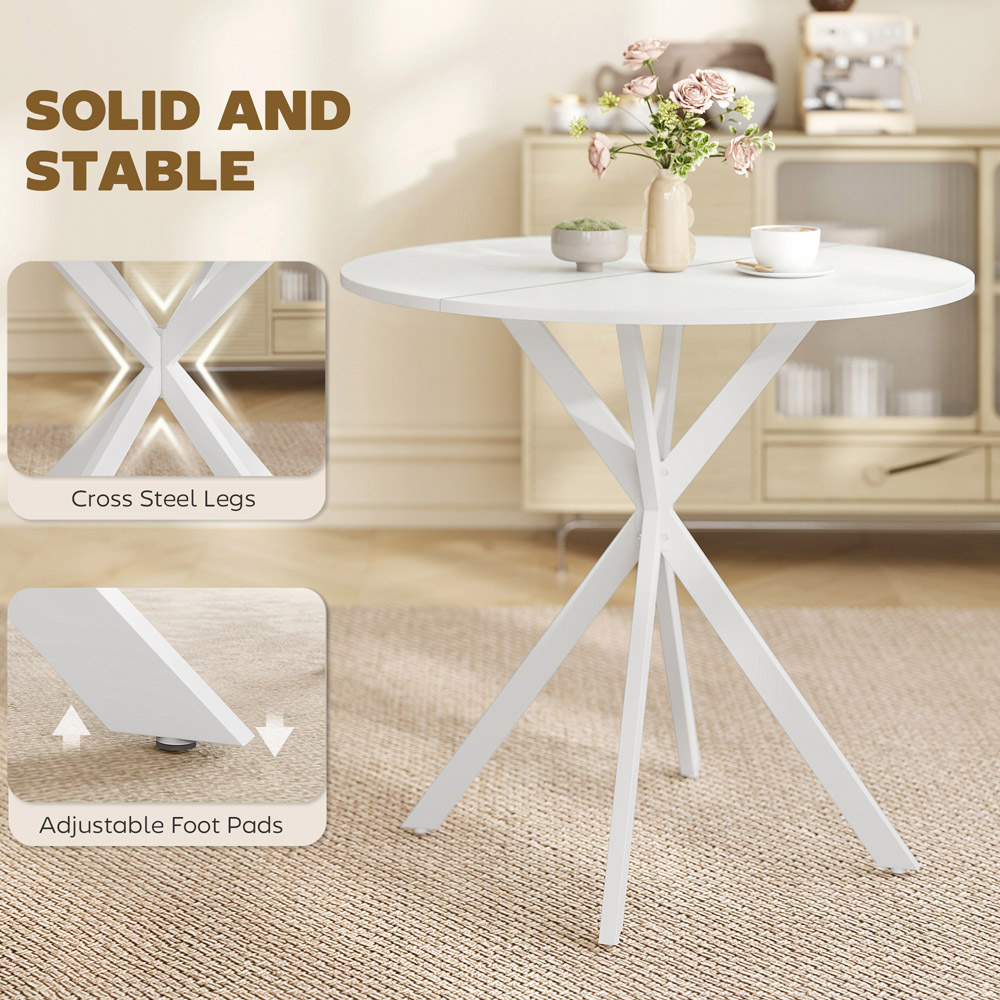 Portland 2 Seater Industrial Round Dining Table White Image 8