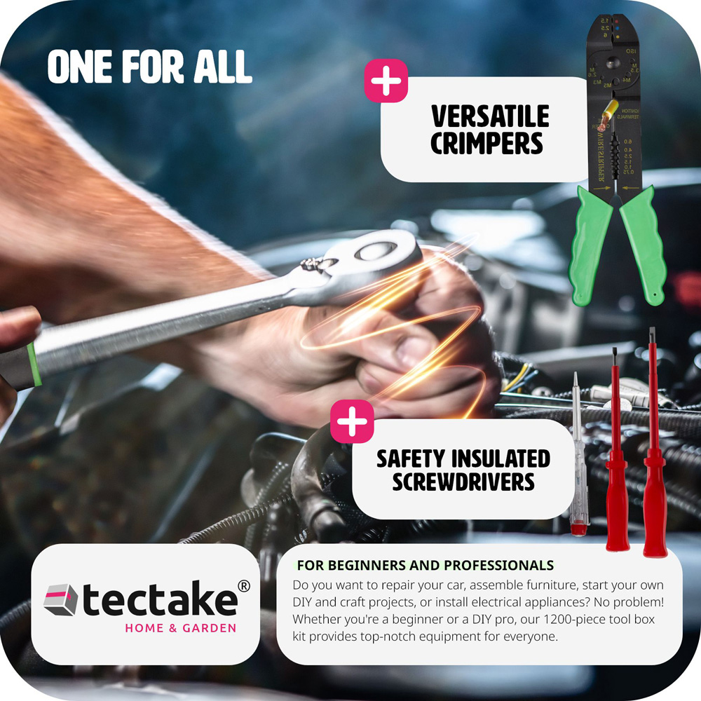 Tectake Black 1200 Piece Tool Box Set with Wheels Image 6