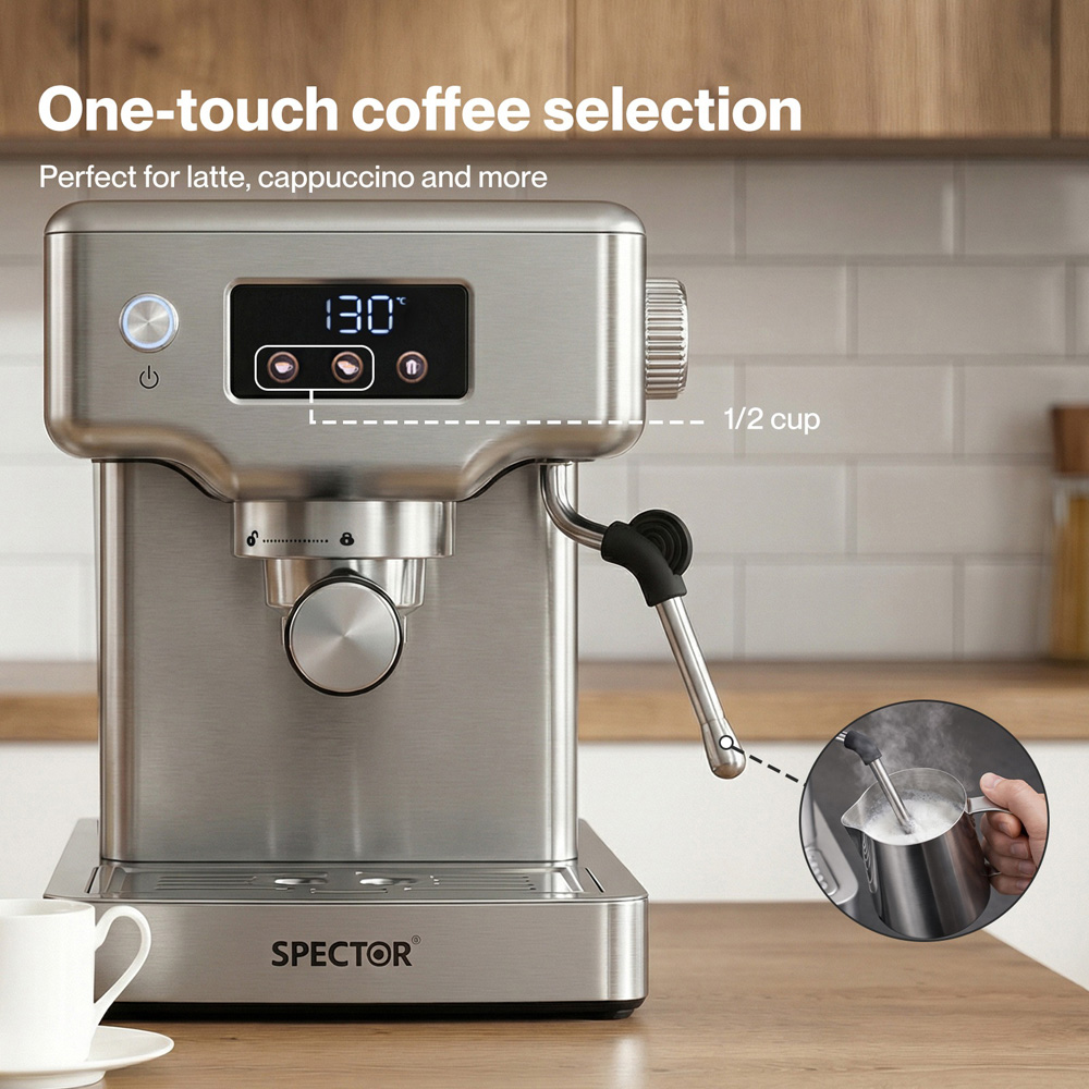 Spector COFF1005-SV-UK 20 Bar Espresso Coffee Maker Machine 1350W Image 5