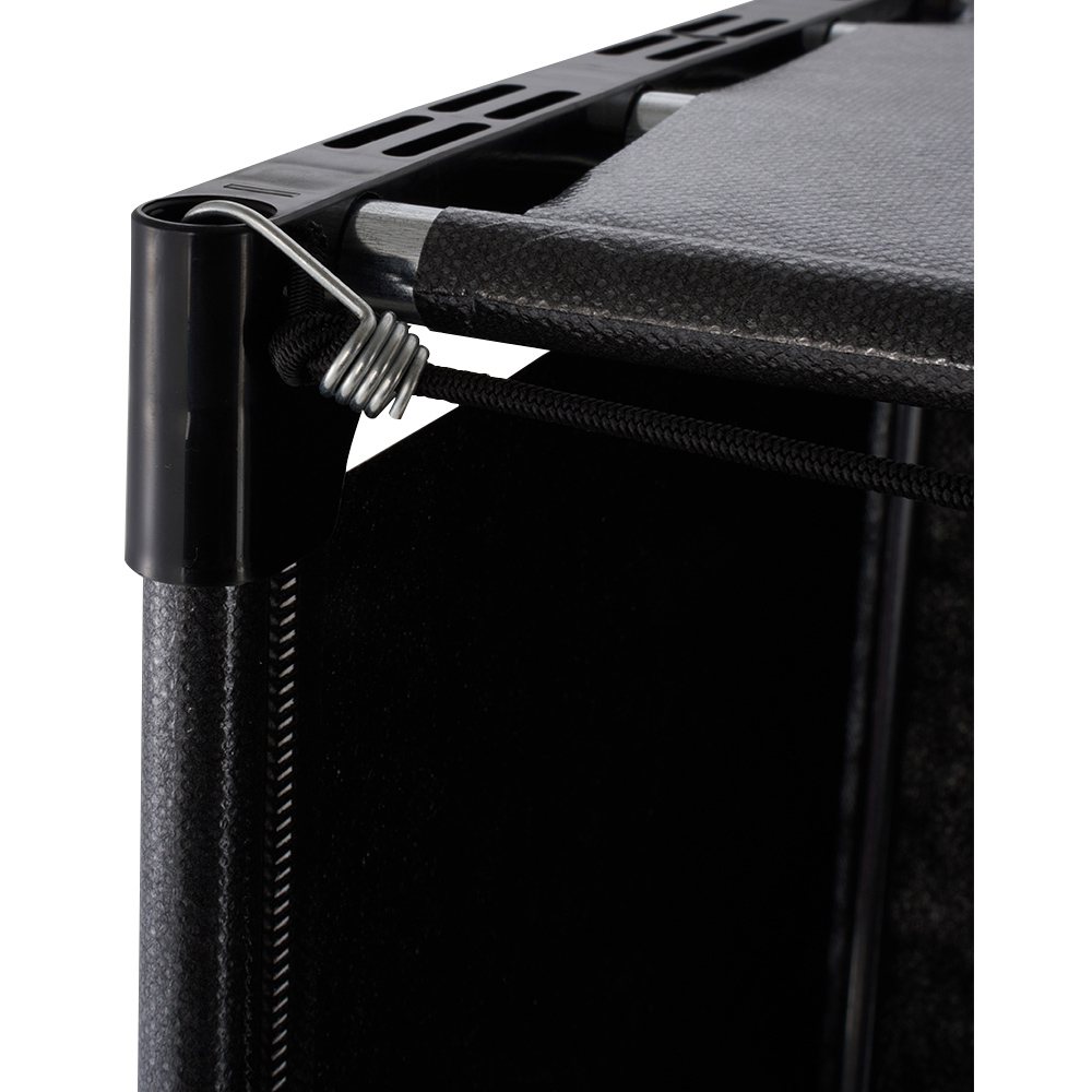 Living and Home 4-Tier Black Freestanding Portable Wardrobe with Double-Row Storage and Curtain Image 4