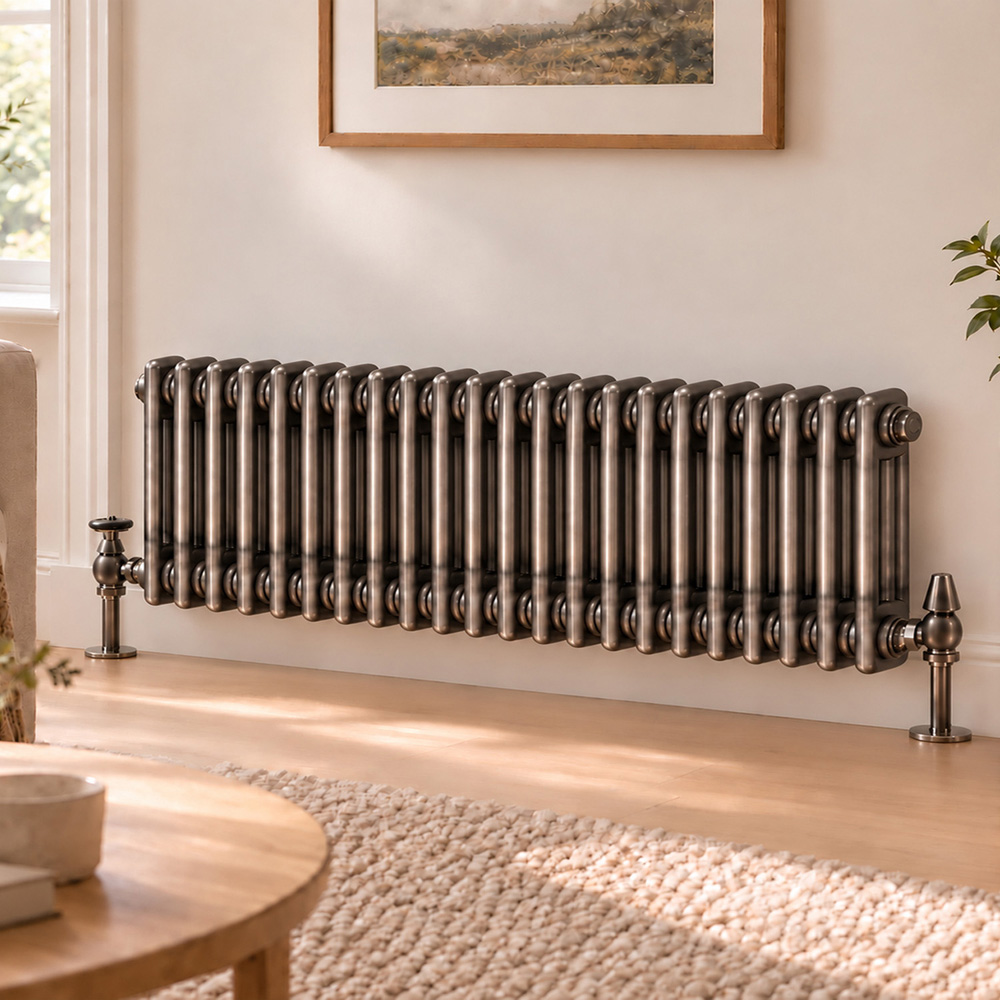 Go Bathrooms Clarence Raw Metal 3 Column Radiator 300 x 1010mm Image 2